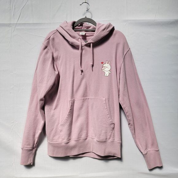 Line Friends Pink 100% Cotton Sweat Pullover Hoodie Kangaroo Pocket Size S - Picture 2 of 9